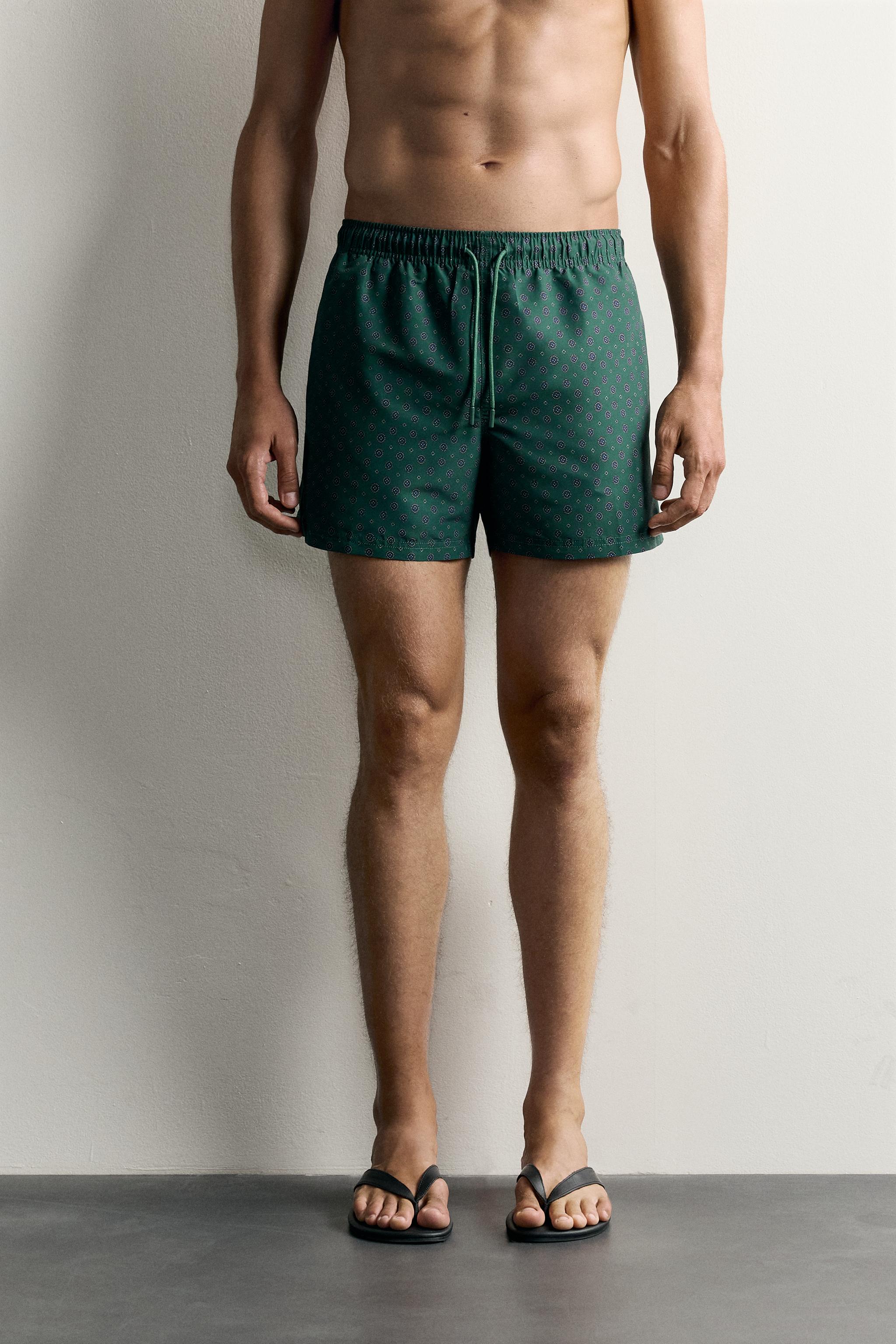 GEOMETRIC PRINT MID-LENGTH SWIM TRUNKS